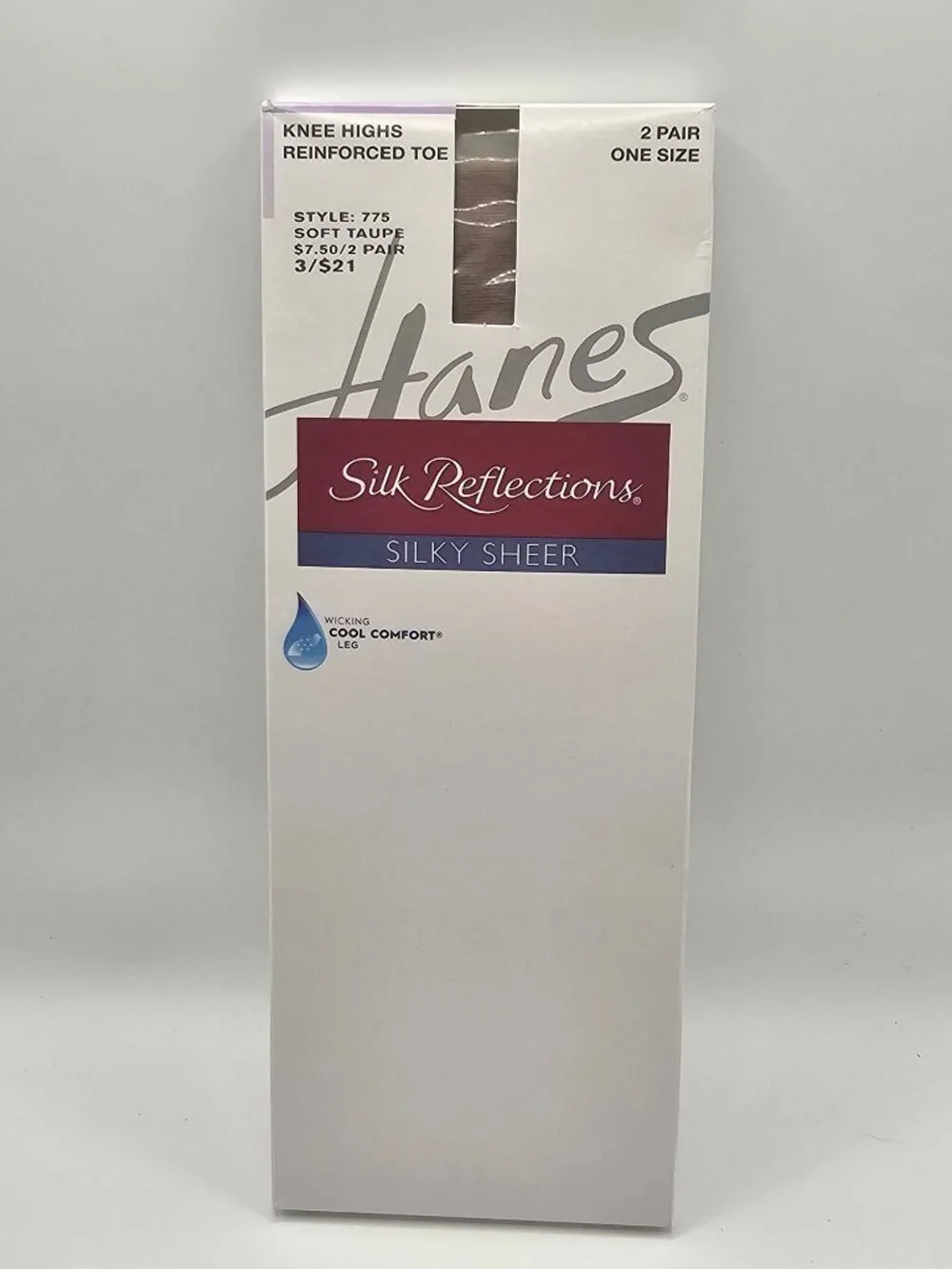 Hanes‎ Silk Reflections Silky Sheer Knee Highs Reinforced Toe Soft Taupe 2 Pairs